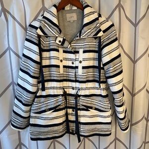 LOFT Women's Utility Jacket - Navy and White Stripes